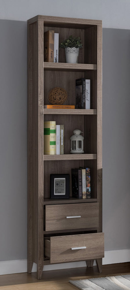 Agar Dark Taupe Wood 2-Drawer Bookcase
