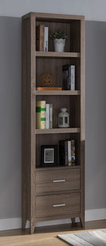 Agar Dark Taupe Wood 2-Drawer Bookcase