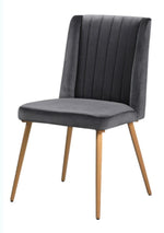 Agata 2 Grey Velvet/Metal Side Chairs