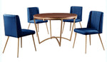 Agata 5-Pc Navy Blue/Brown Dining Table Set