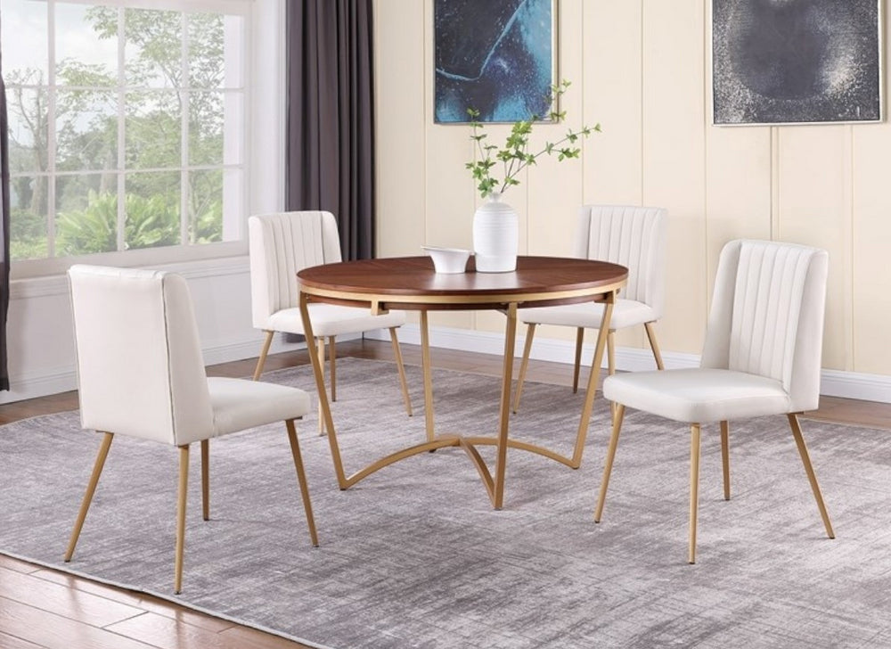 Agata Brown Wood Round Dining Table