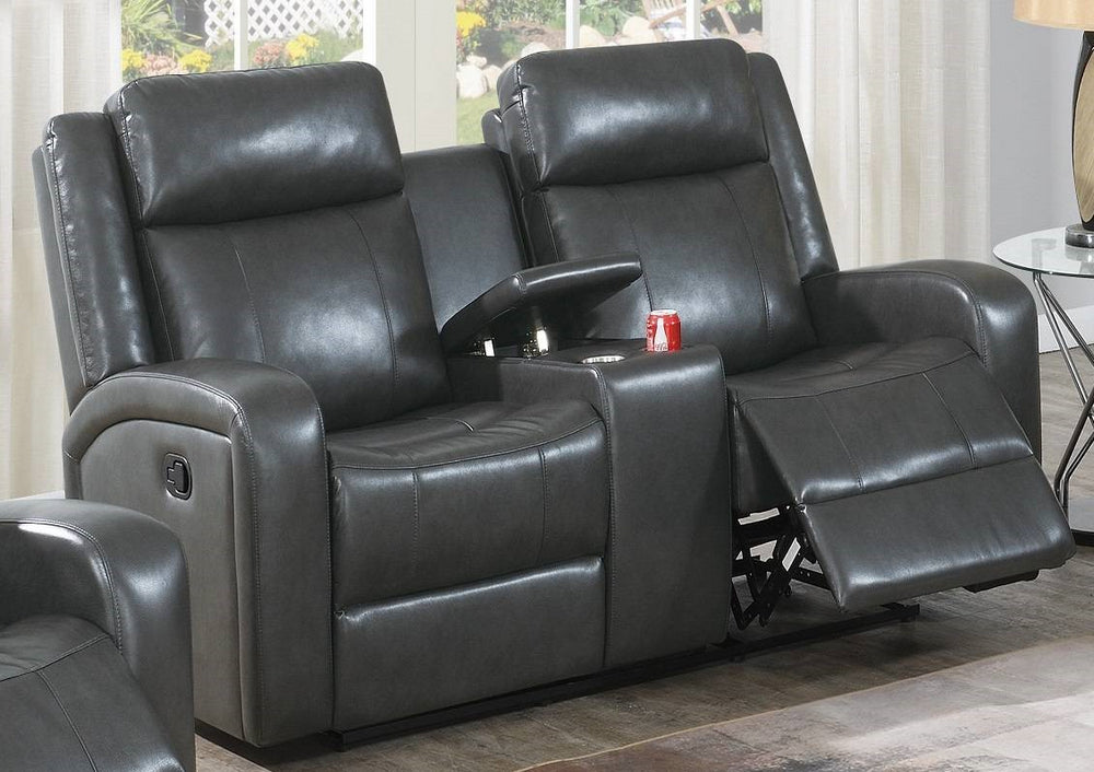 Agatha Grey Gel Leatherette Manual Recliner Loveseat