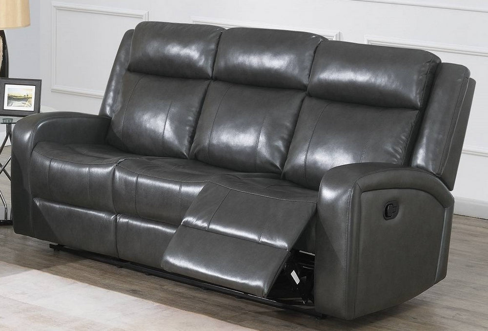 Agatha Grey Gel Leatherette Power Recliner Sofa