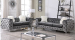 Agnes Gray Velvet Tufted Loveseat