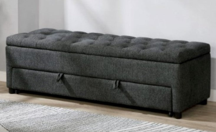 Aguda Dark Gray Fabric Accent Bench w/ Storage