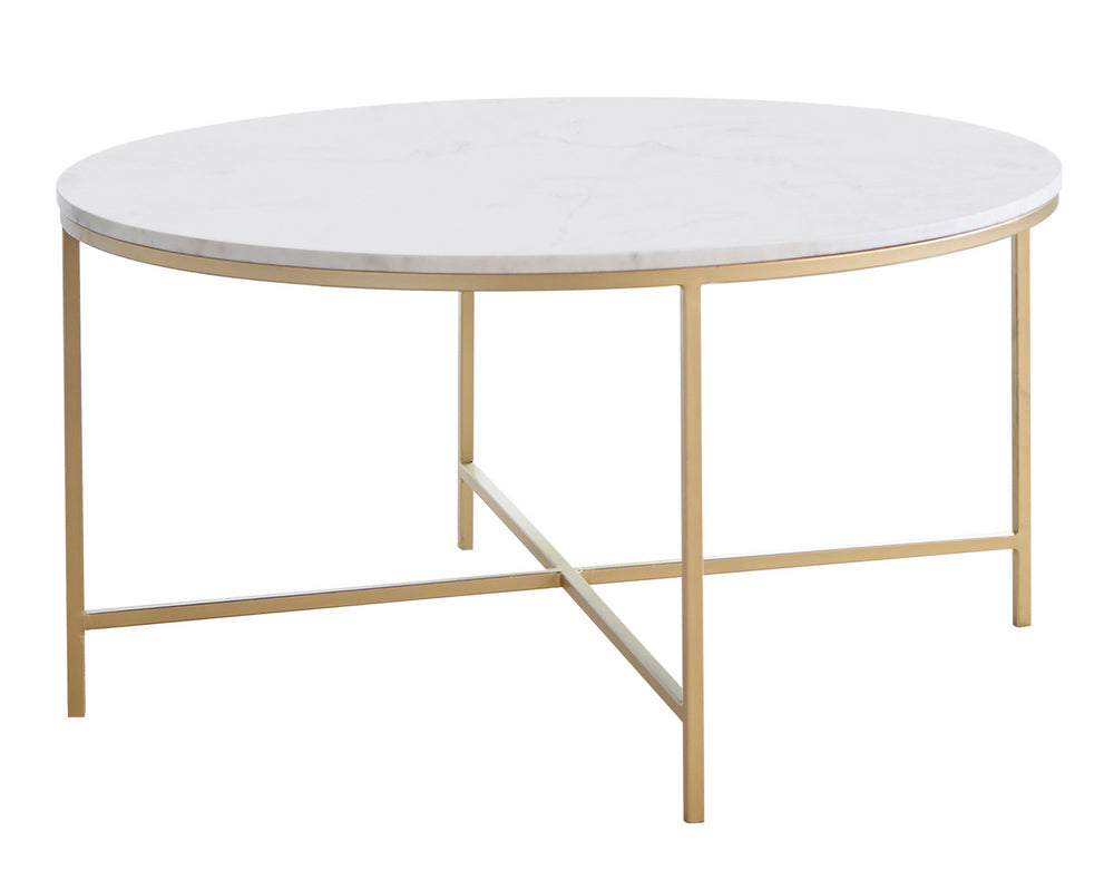 Ailbhe White Marble/Gold Finish Metal Round Coffee Table