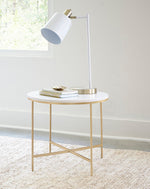 Ailbhe White Marble/Gold Finish Metal Round End Table