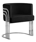 Mileva Black Velvet/Silver Metal Arm Chair