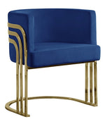 Mileva Navy Blue Velvet/Gold Metal Arm Chair