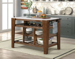 Alaroa Rustic Brown Wood/Artificial Marble Kitchen Island