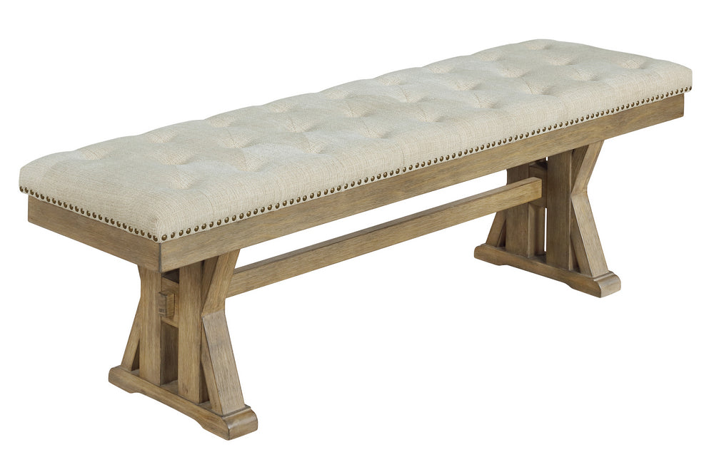 Alba Beige Fabric/Rustic Oak Dining Bench