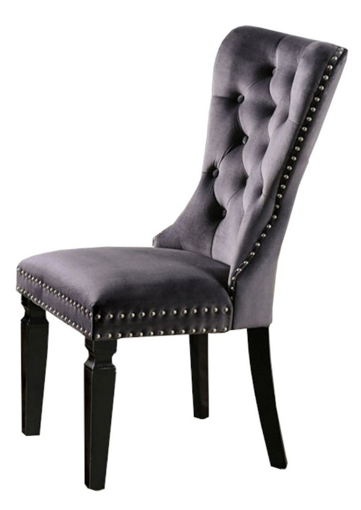 Alena 2 Dark Gray Microfiber/Black Side Chairs