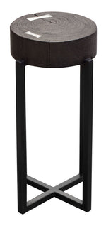 Alex Espresso Wood/Metal Round Accent Table