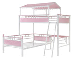 Alexia White Metal/Pink Wood Twin/Twin Workstation Bunk Bed