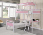 Alexia White Metal/Pink Wood Twin/Twin Workstation Bunk Bed