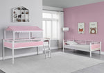 Alexia White Metal/Pink Wood Twin/Twin Workstation Bunk Bed