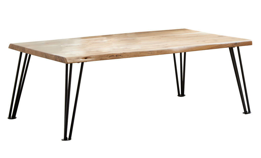 Aleydis Natural Wood/Matte Black Metal Coffee Table