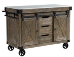 Alforvott Weathered Gray Wood/Artificial Marble Kitchen Island