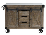 Alforvott Weathered Gray Wood/Artificial Marble Kitchen Island