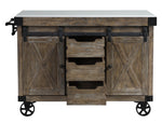 Alforvott Weathered Gray Wood/Artificial Marble Kitchen Island