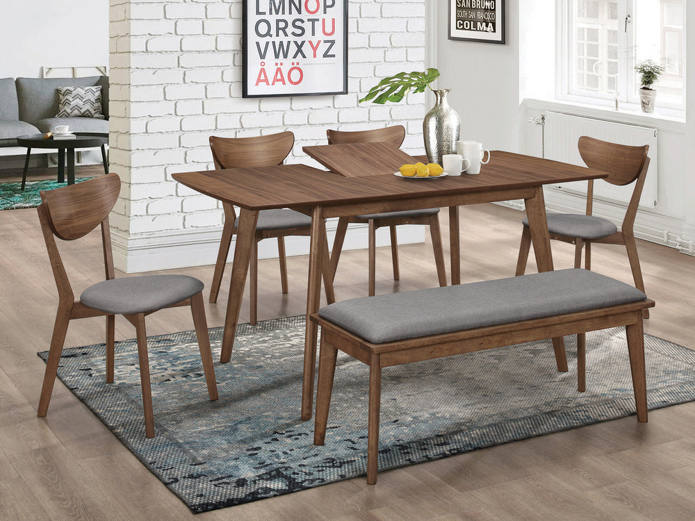 Alfredo 6-Pc Natural Walnut Wood Dining Table Set