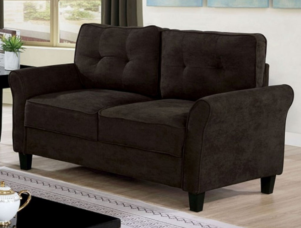 Alissa Brown Fabric Tufted Loveseat