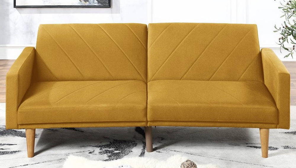 Aliyah Mustard Linen-Like Fabric Adjustable Sofa