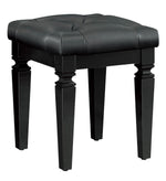 Allura Black PU Leather/Wood Vanity Stool