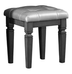 Allura Gray PU Leather/Wood Vanity Stool