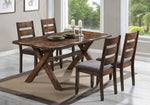 Alston 5-Pc Knotty Nutmeg Wood/Grey Fabric Dining Table Set