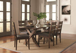 Alston 7-Pc Knotty Nutmeg Wood/Grey Fabric Dining Table Set