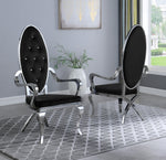 Alyse 2 Black Velvet/Silver Metal Arm Chairs