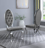 Alyse 2 Gray Velvet/Silver Metal Side Chairs