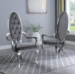 Alyse 2 Gray Velvet/Silver Metal Arm Chairs