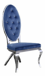 Alyse 2 Navy Blue Velvet/Silver Metal Side Chairs