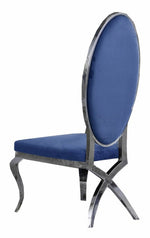 Alyse 2 Navy Blue Velvet/Silver Metal Side Chairs