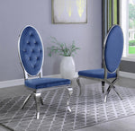 Alyse 2 Navy Blue Velvet/Silver Metal Side Chairs