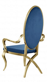 Alyse 2 Navy Blue Velvet/Gold Metal Arm Chairs