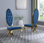 Alyse 2 Navy Blue Velvet/Gold Metal Side Chairs