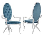 Alyse 2 Teal Blue Velvet/Silver Metal Arm Chairs