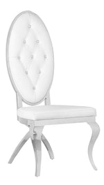 Alyse 2 White Faux Leather/Silver Metal Side Chairs