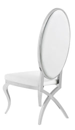 Alyse 2 White Faux Leather/Silver Metal Side Chairs