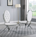 Alyse 2 White Faux Leather/Silver Metal Side Chairs
