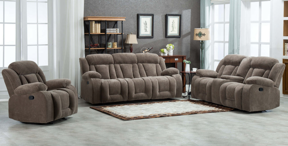 Amabel 3-Pc Tan Fabric Manual Recliner Sofa Set