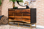 Amata Black Walnut Wood/Gold Finish Metal Accent Cabinet