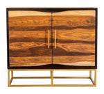 Amata Black Walnut Wood/Gold Finish Metal Accent Cabinet