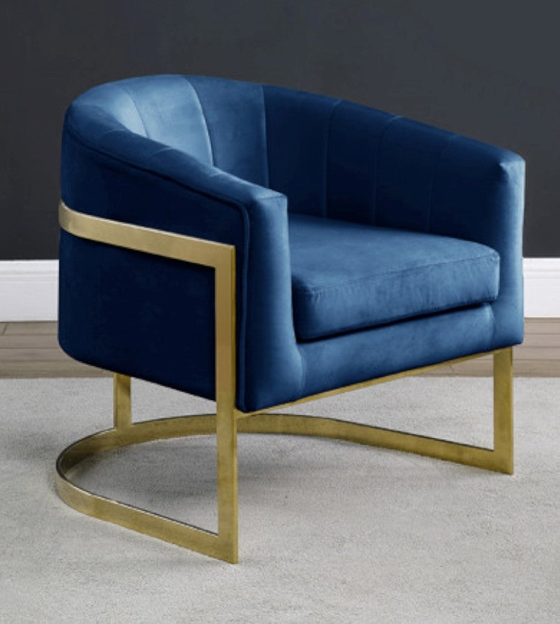 Amber Blue Velvet Accent Chair