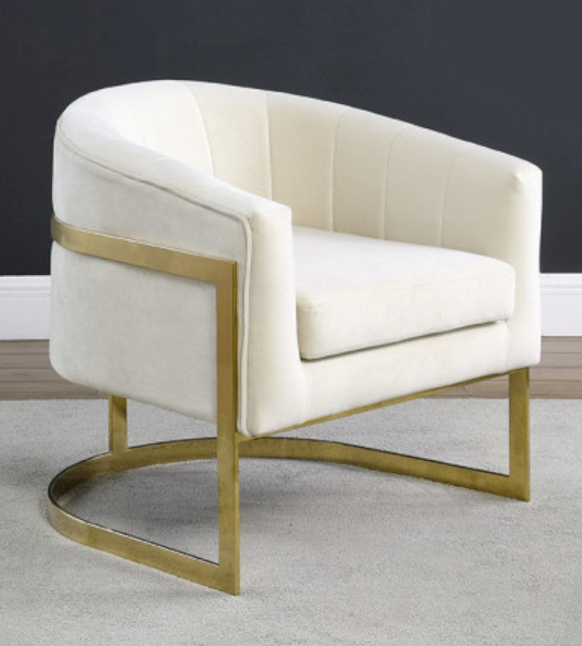 Amber Cream Velvet Accent Chair