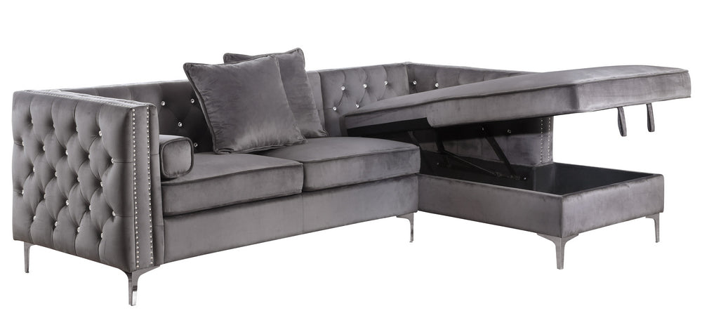 Amberly 2-Pc Gray Fabric RAF Sectional Sofa