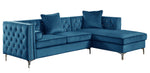 Amberly 2-Pc Teal Blue Fabric RAF Sectional